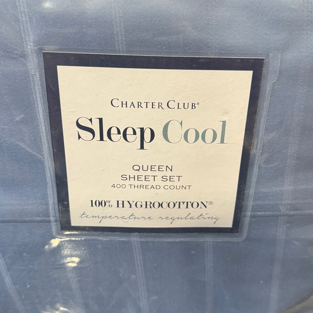 **NWT** Charter Club Cool 400 Thread Count Stripe Queen Sheet Set - Picture 3 of 8